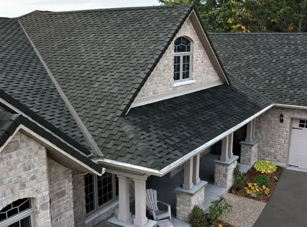 The roof of a modern house.